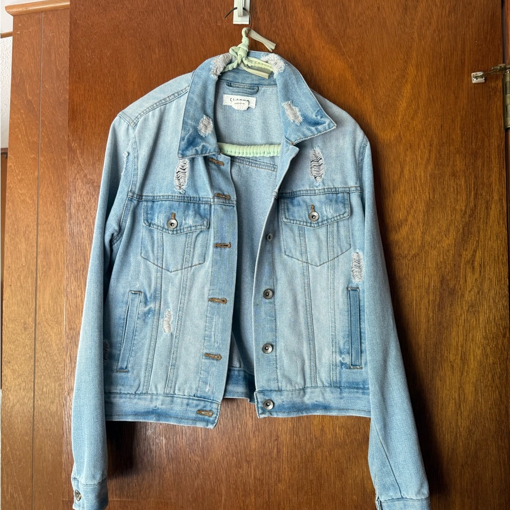 Ci Sono Blue Cropped Jean Jacket